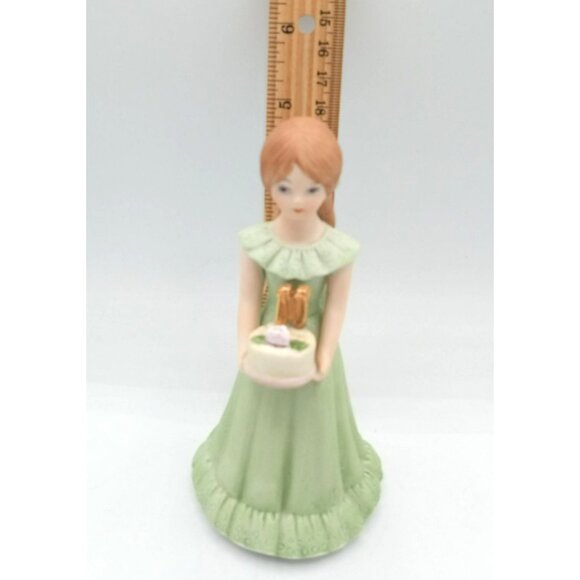 Enesco Growing Up Girls Figure Age 11 Blonde Girl in Green Dress Vintage 5.25 In - Picture 2 of 14